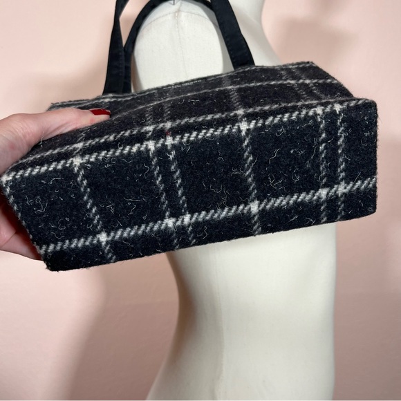 Kate Spade Vintage 90's Y2K window pane check Plaid Small top handle Box Bag - Picture 6 of 15